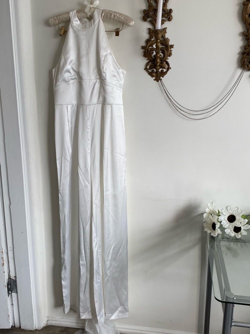 BELLA BARNETT WHITE SATIN JUMPSUIT - Picture 4 of 16